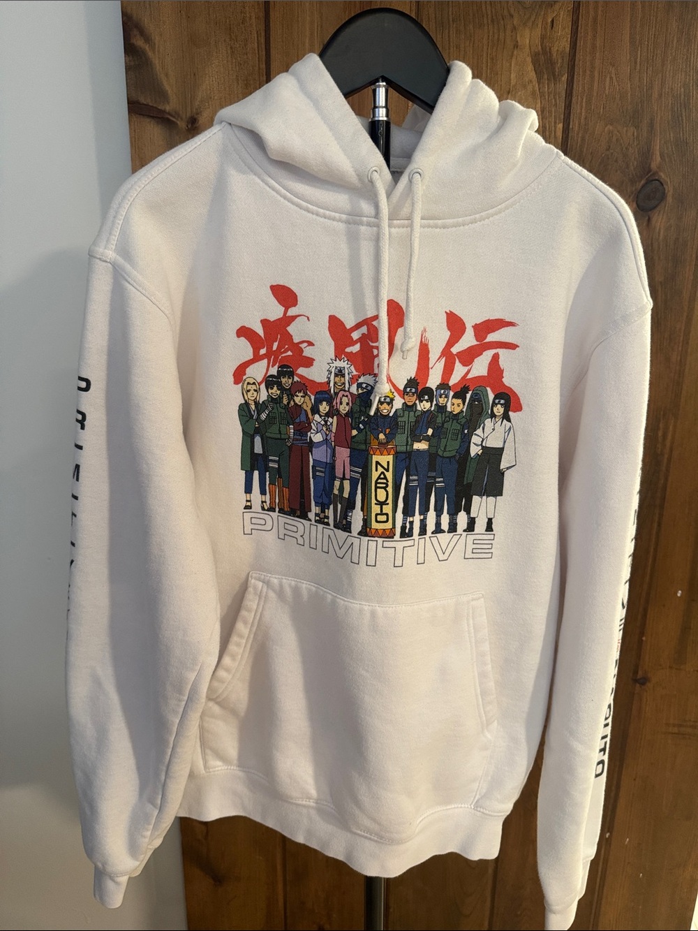 Primitive White Hoodie with Multicolor Anime Graphic